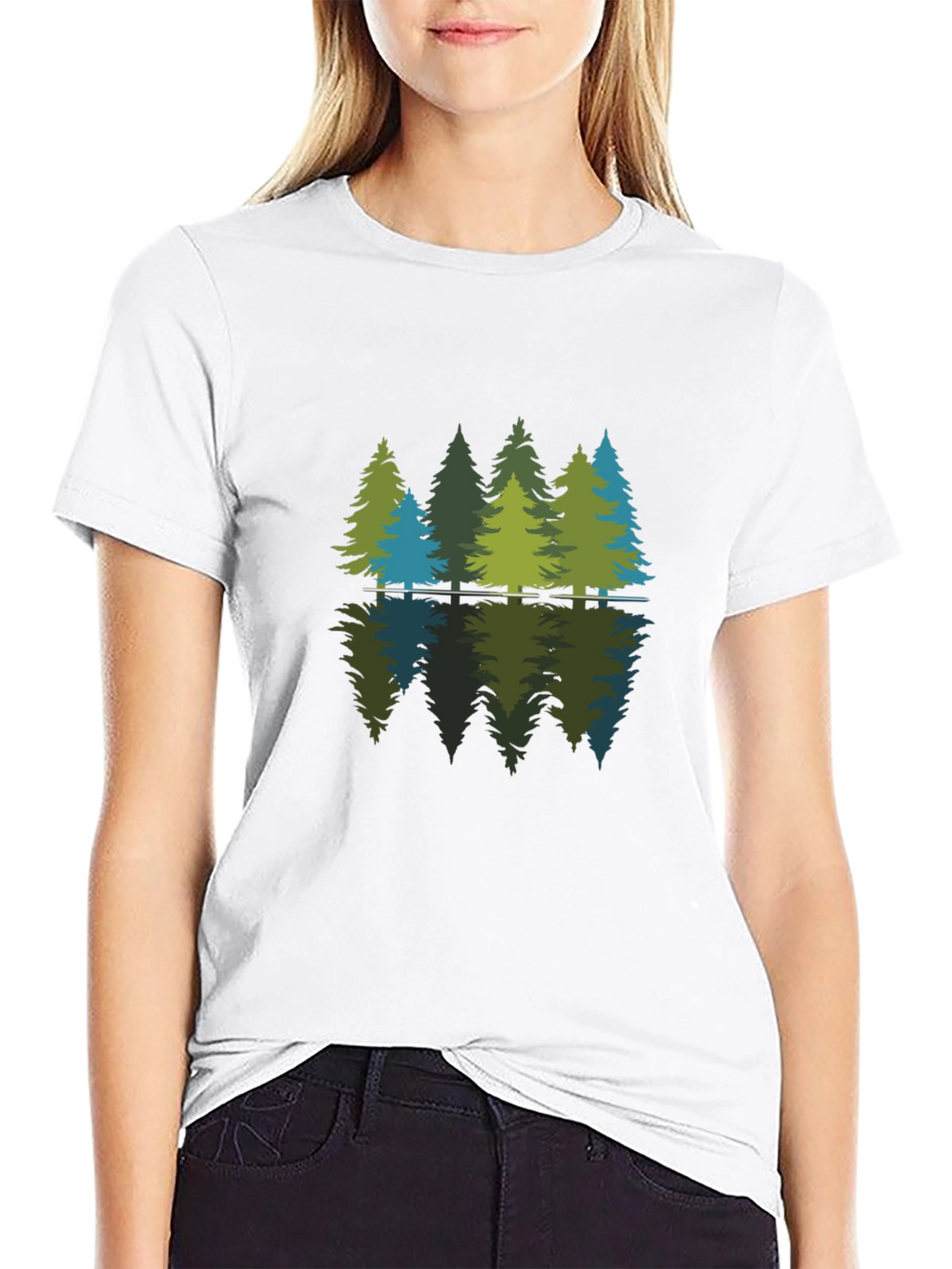 Nature Reflection Graphic Tee - Soft Black Cotton Shirt