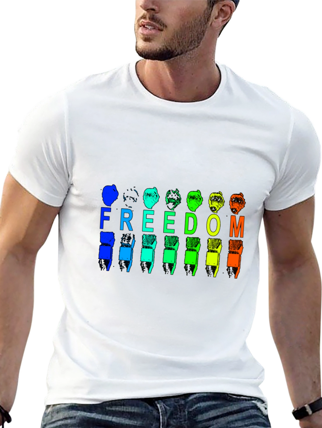 Freedom Rainbow Graphic Black T-Shirt