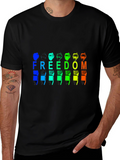 Freedom Rainbow Graphic Black T-Shirt