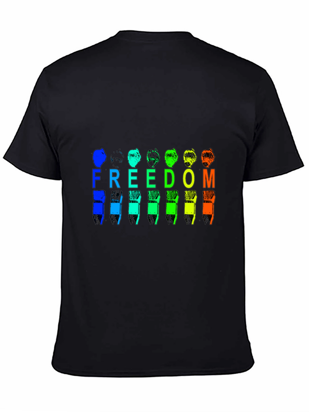 Freedom Rainbow Graphic Black T-Shirt