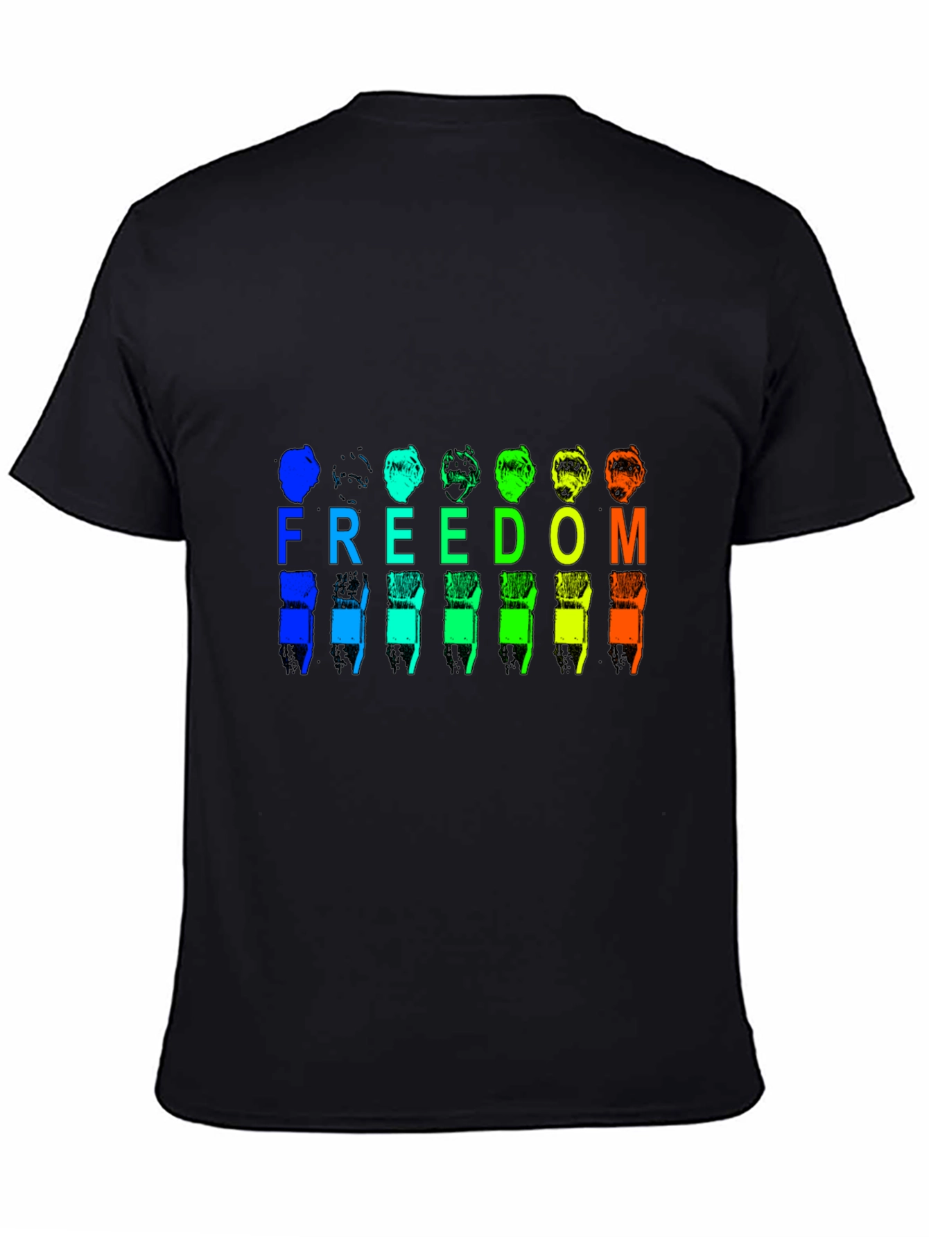 Freedom Rainbow Graphic Black T-Shirt