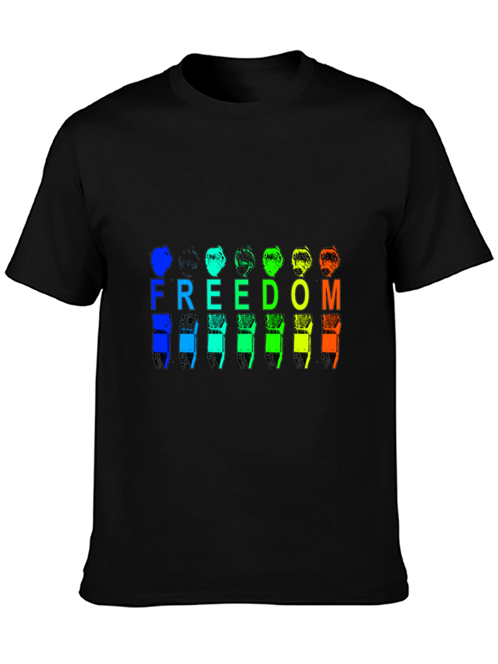 Freedom Rainbow Graphic Black T-Shirt
