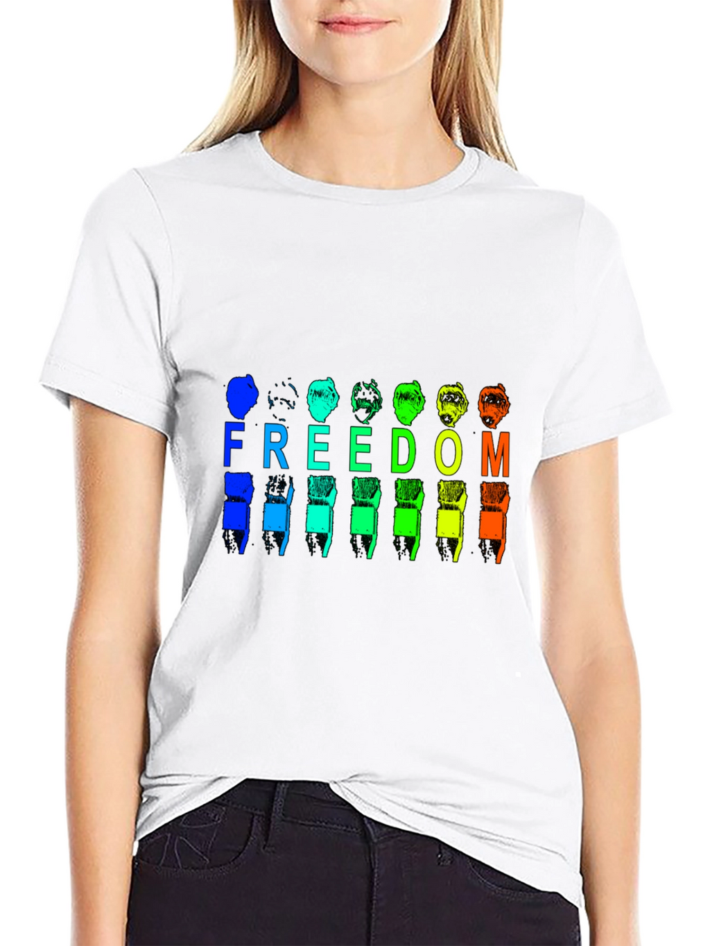 Freedom Rainbow Graphic Black T-Shirt