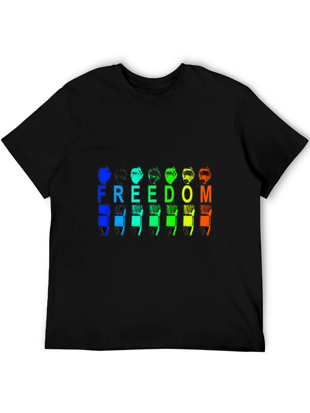 Freedom Rainbow Graphic Black T-Shirt