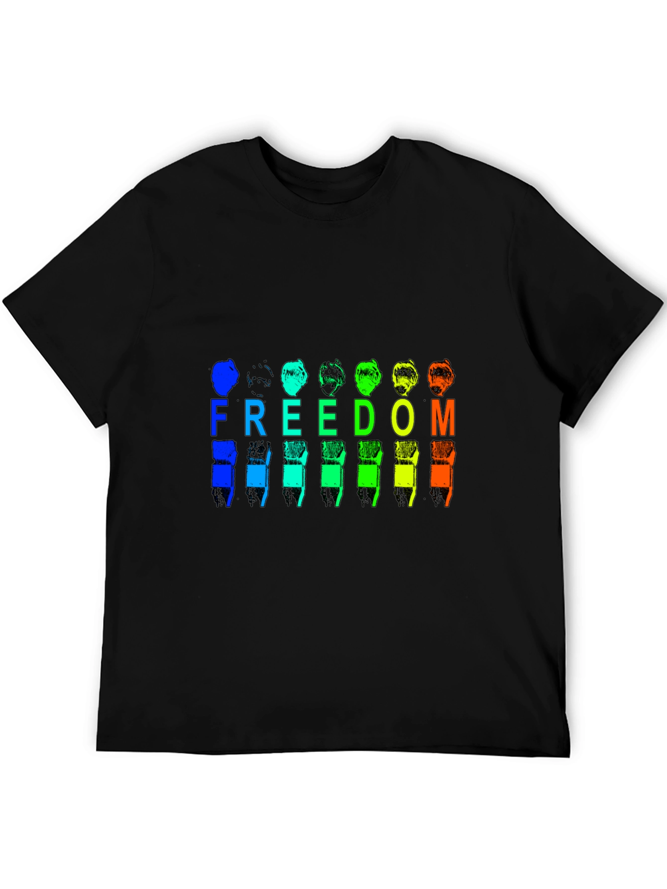 Freedom Rainbow Graphic Black T-Shirt
