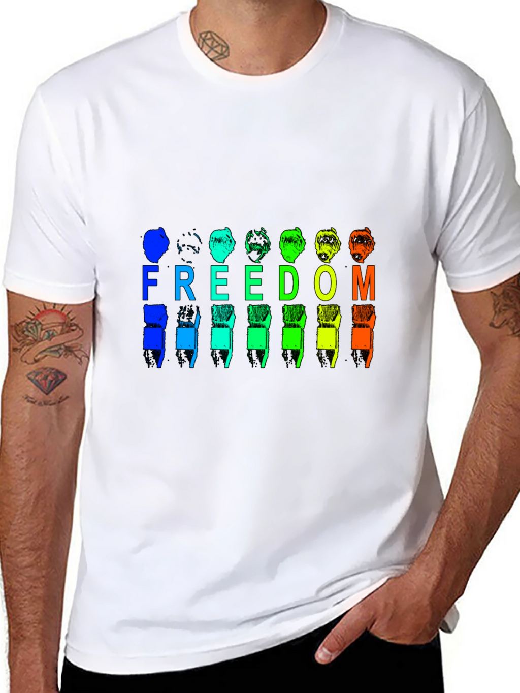 Freedom Rainbow Graphic Black T-Shirt