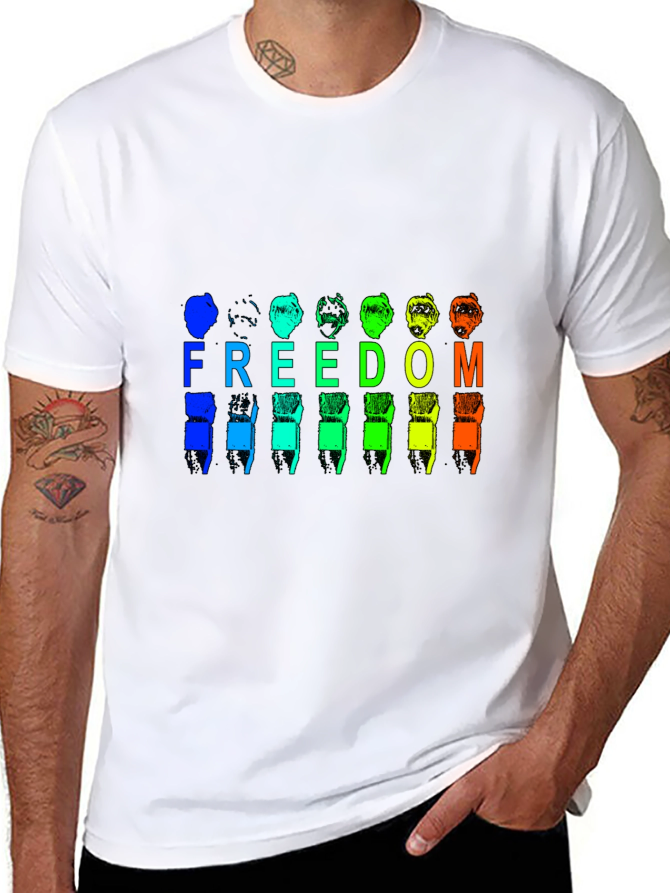 Freedom Rainbow Graphic Black T-Shirt