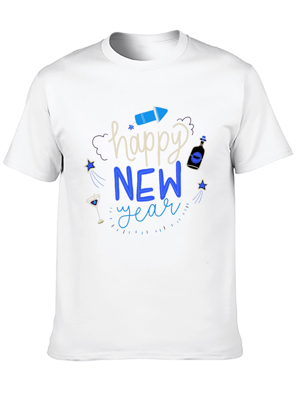 Happy New Year Graphic Tee - Mens Black T-Shirt