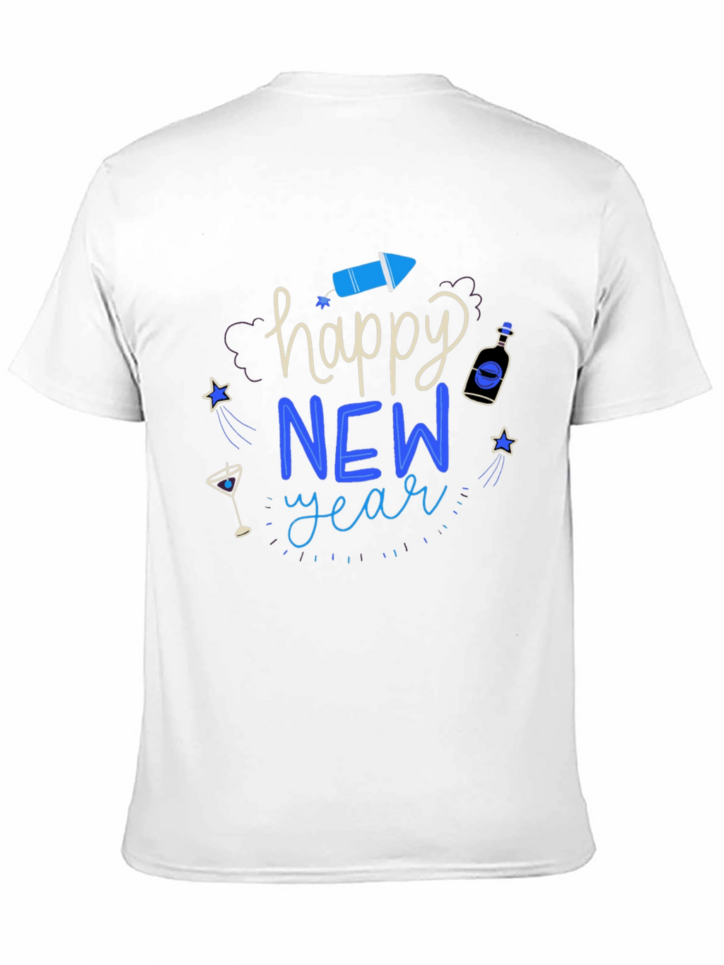 Happy New Year Graphic Tee - Mens Black T-Shirt