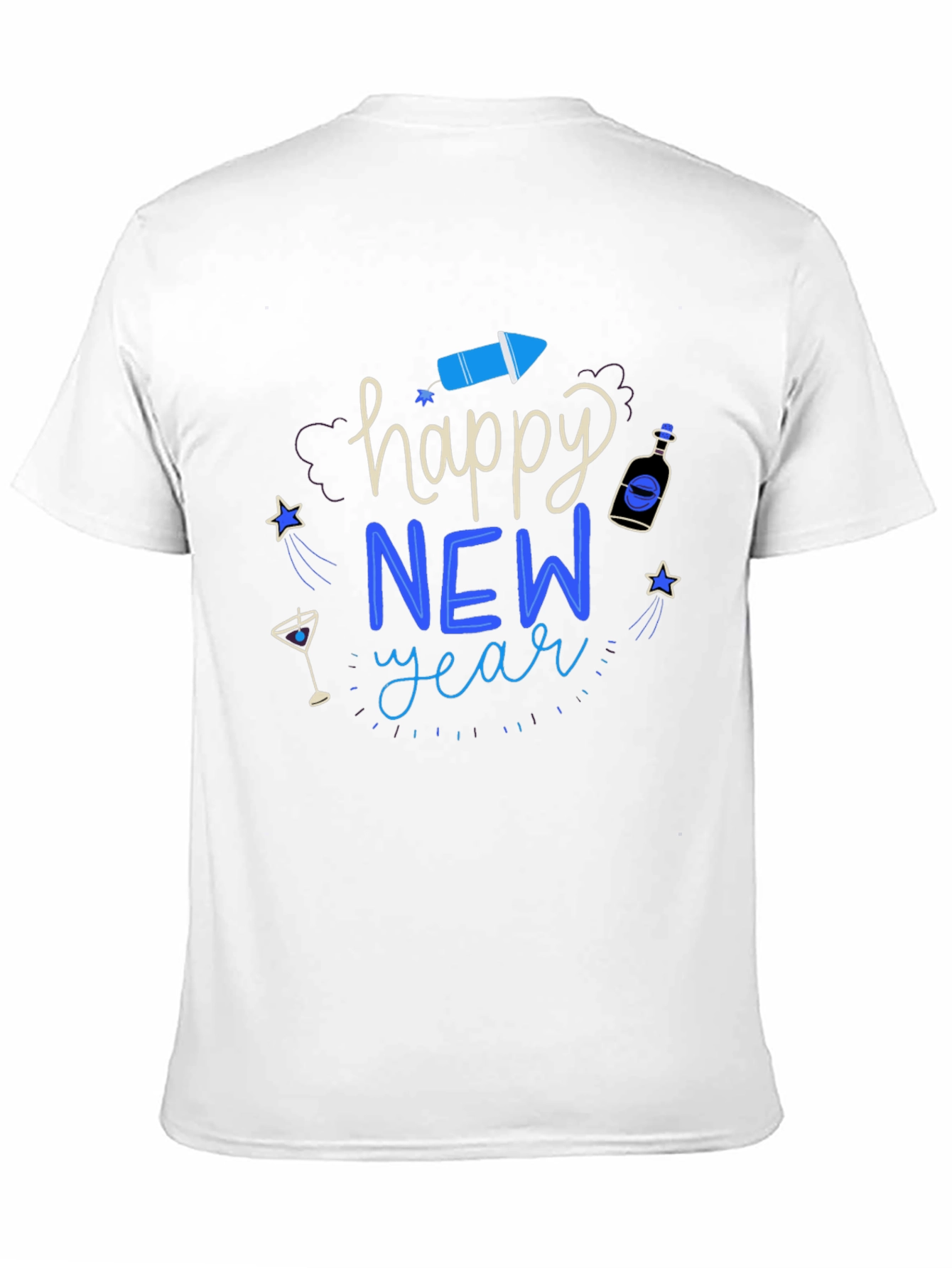 Happy New Year Graphic Tee - Mens Black T-Shirt