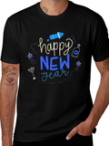 Happy New Year Graphic Tee - Mens Black T-Shirt