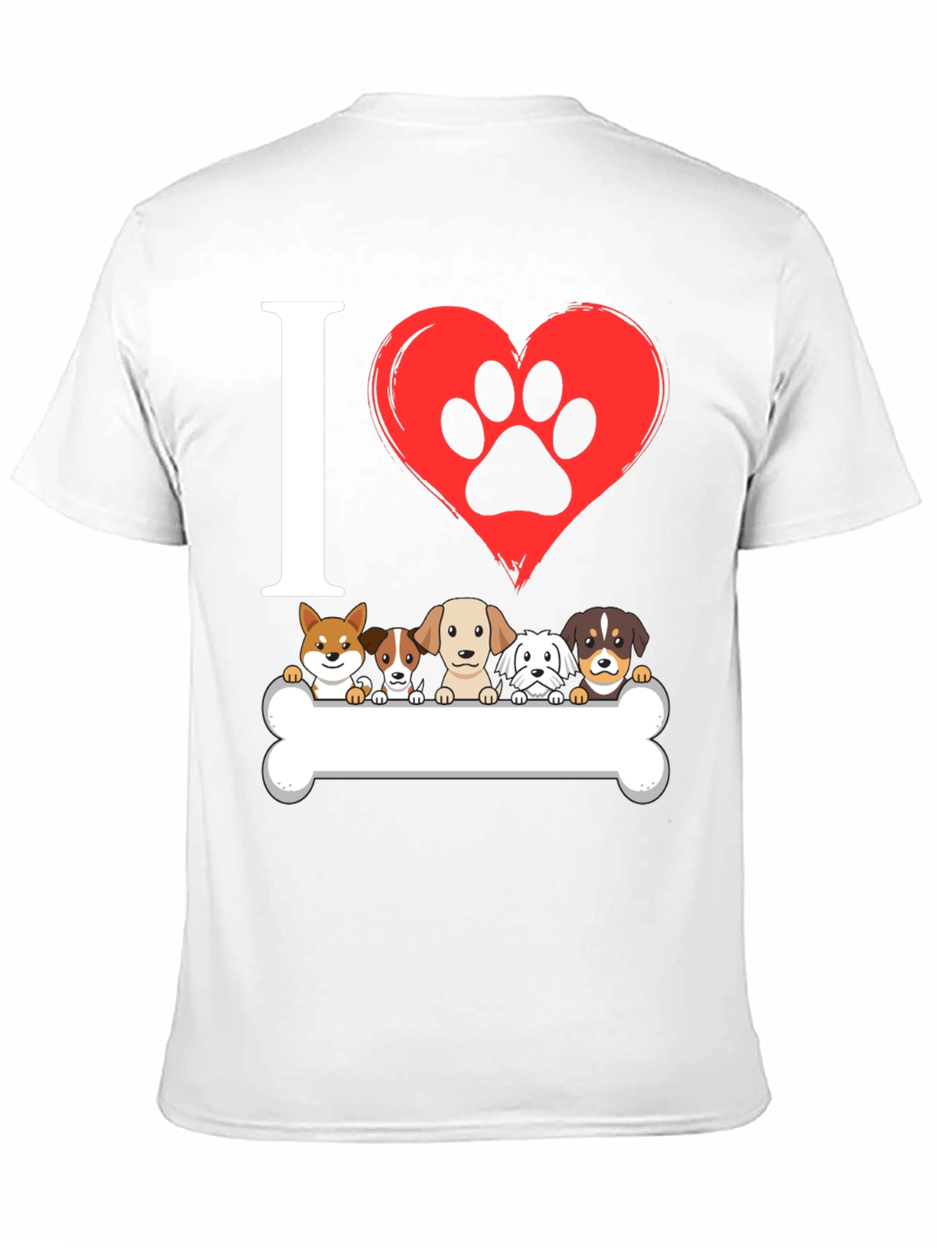 I ❤️ Dogs T-Shirt – Cute Puppy Lineup Graphic Tee