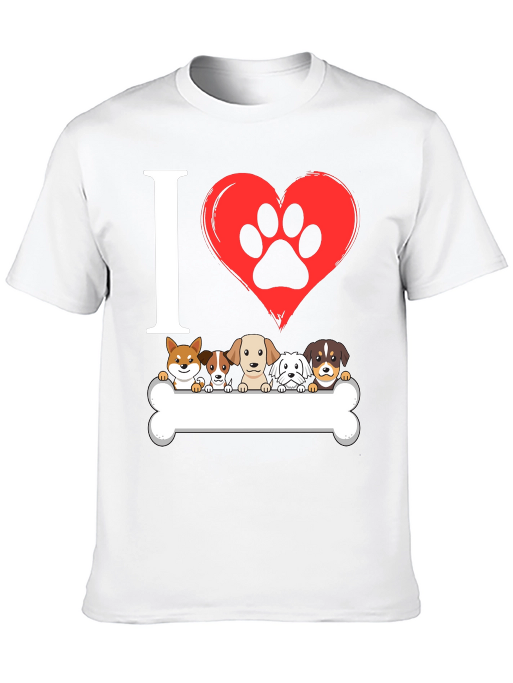 I ❤️ Dogs T-Shirt – Cute Puppy Lineup Graphic Tee