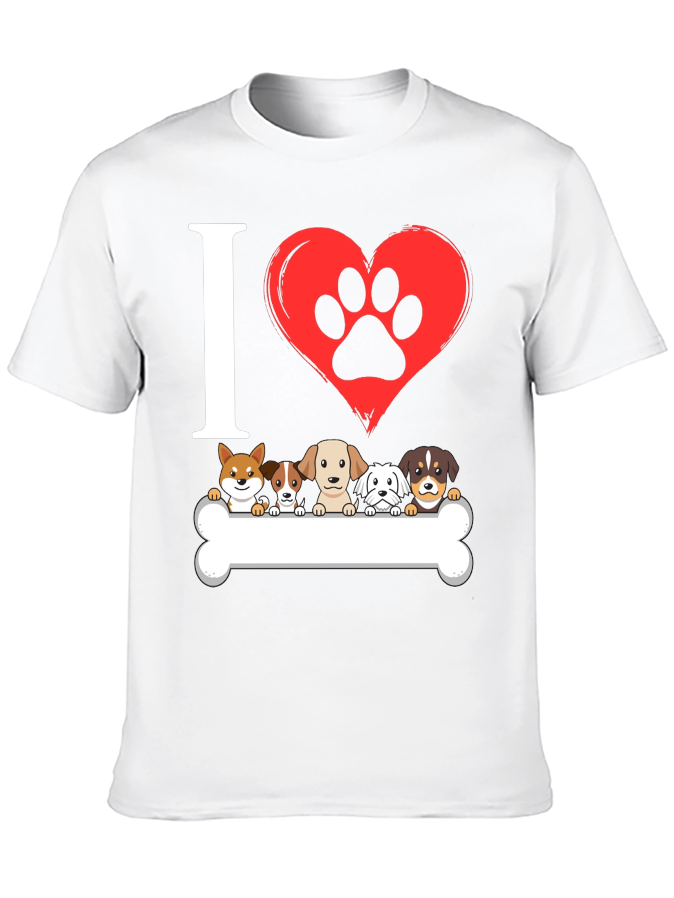 I ❤️ Dogs T-Shirt – Cute Puppy Lineup Graphic Tee