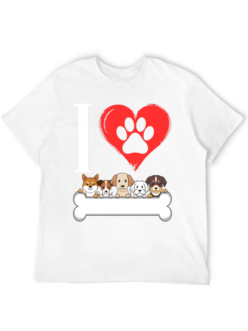 I ❤️ Dogs T-Shirt – Cute Puppy Lineup Graphic Tee