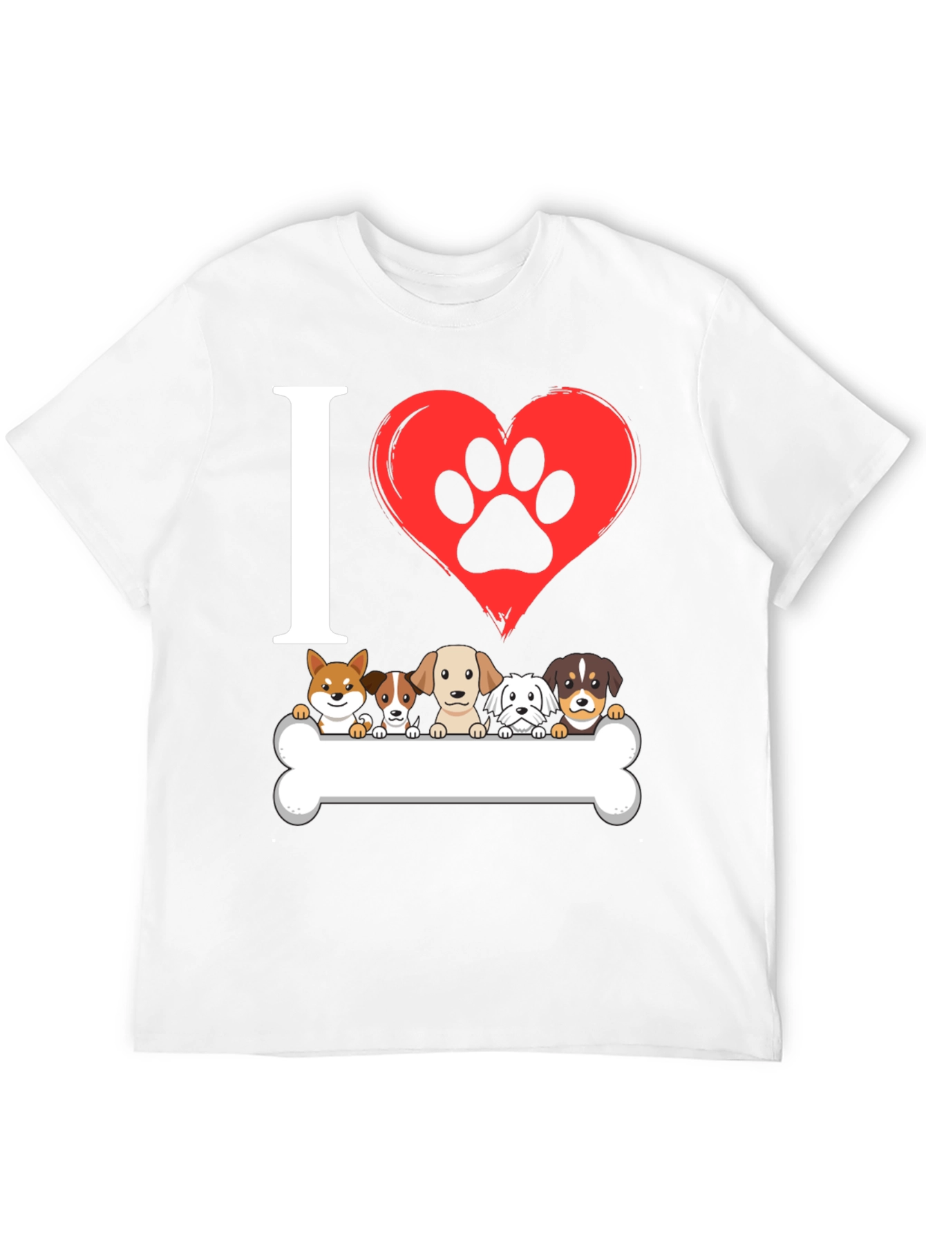 I ❤️ Dogs T-Shirt – Cute Puppy Lineup Graphic Tee