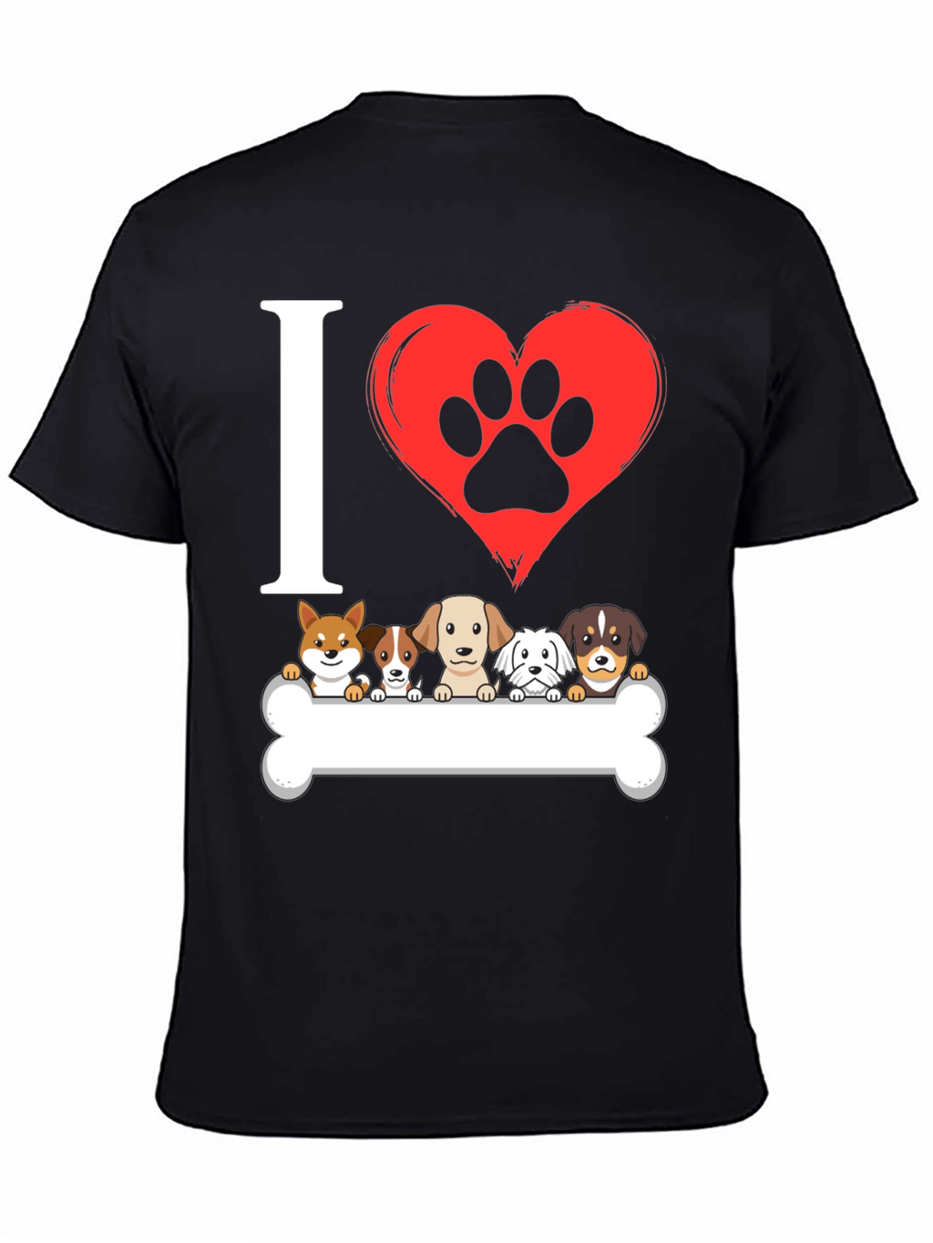 I ❤️ Dogs T-Shirt – Cute Puppy Lineup Graphic Tee