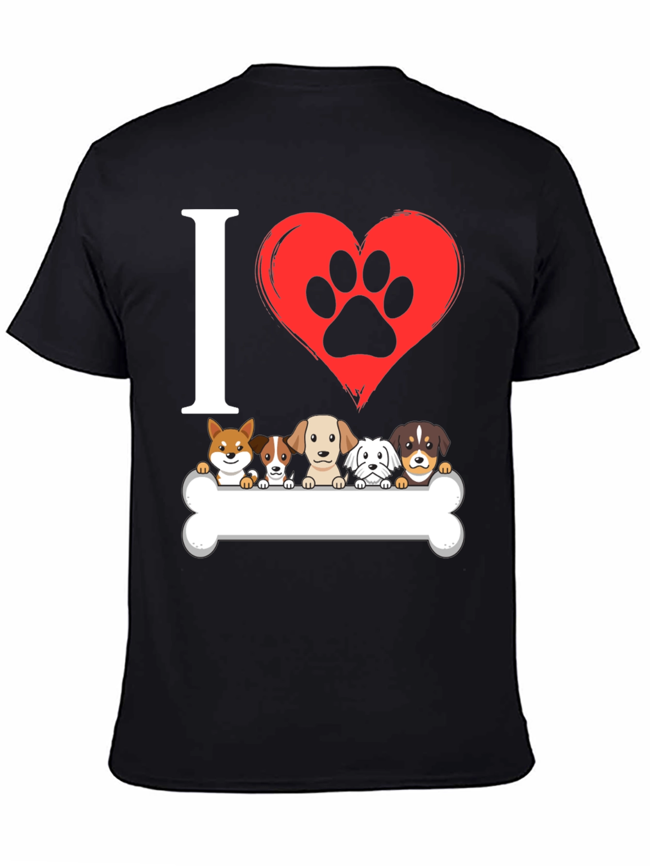 I ❤️ Dogs T-Shirt – Cute Puppy Lineup Graphic Tee