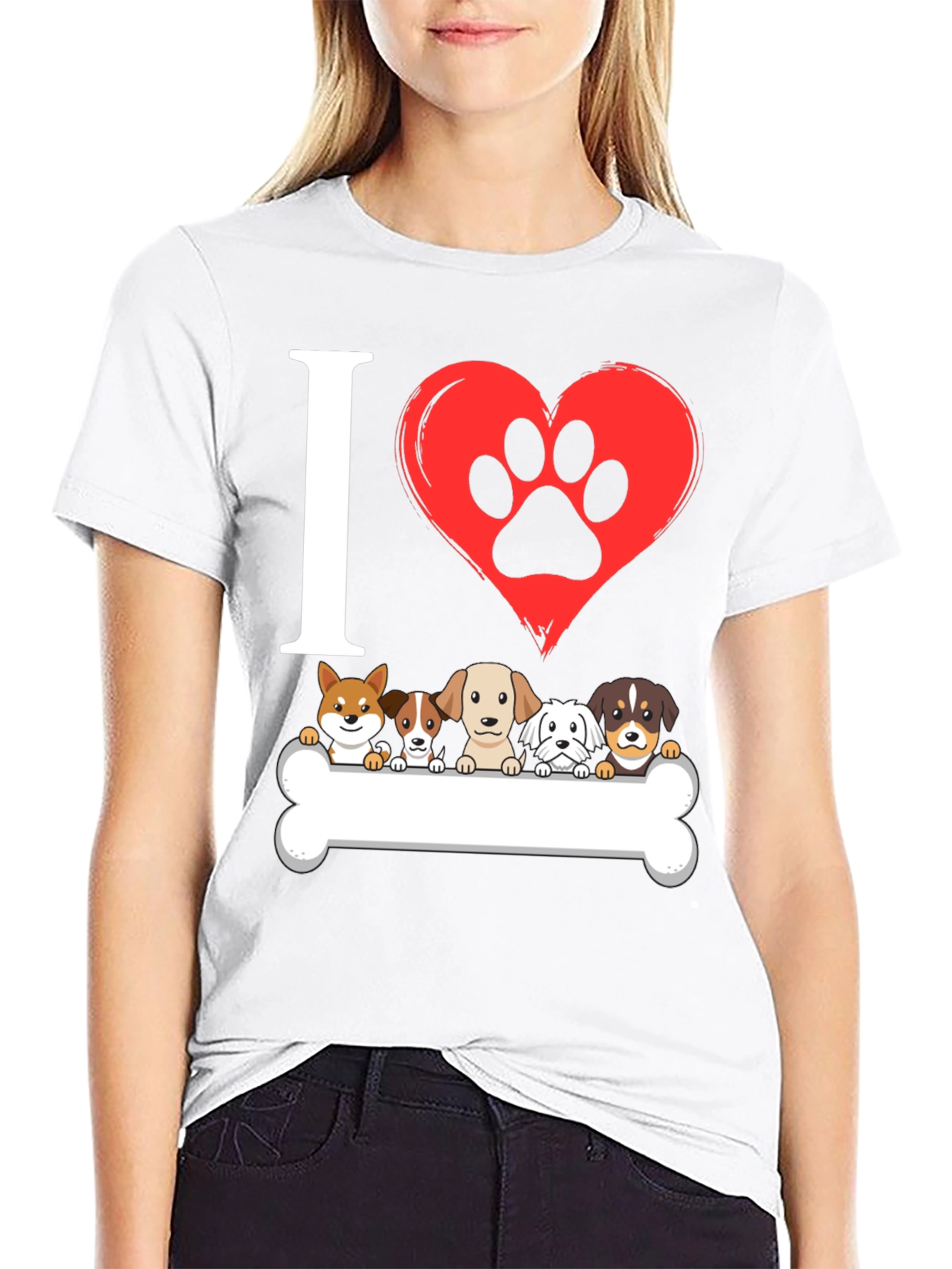 I ❤️ Dogs T-Shirt – Cute Puppy Lineup Graphic Tee