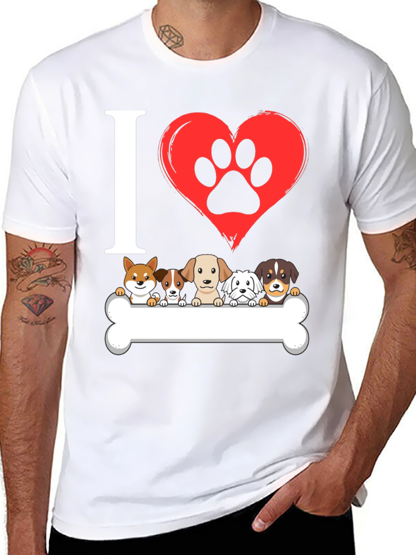 I ❤️ Dogs T-Shirt – Cute Puppy Lineup Graphic Tee