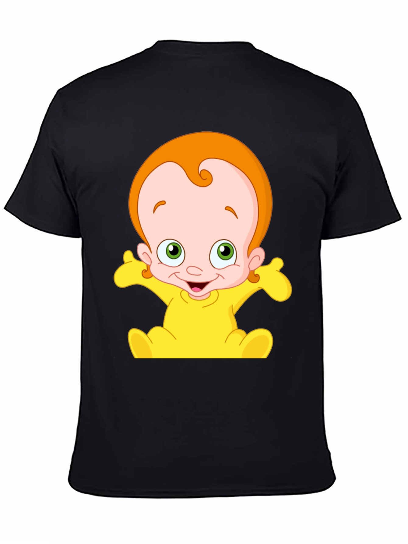 Cartoon Baby Graphic Black T-Shirt