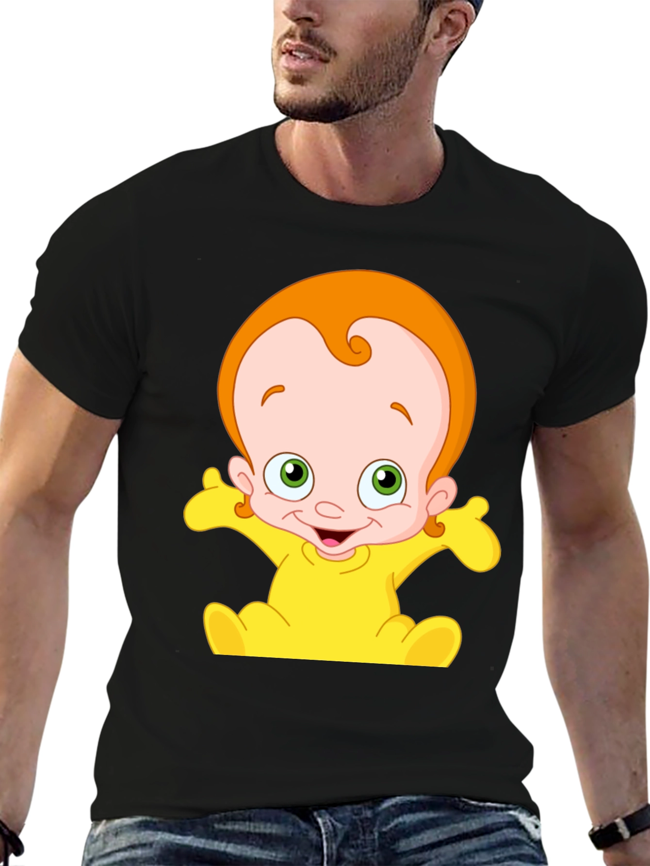 Cartoon Baby Graphic Black T-Shirt