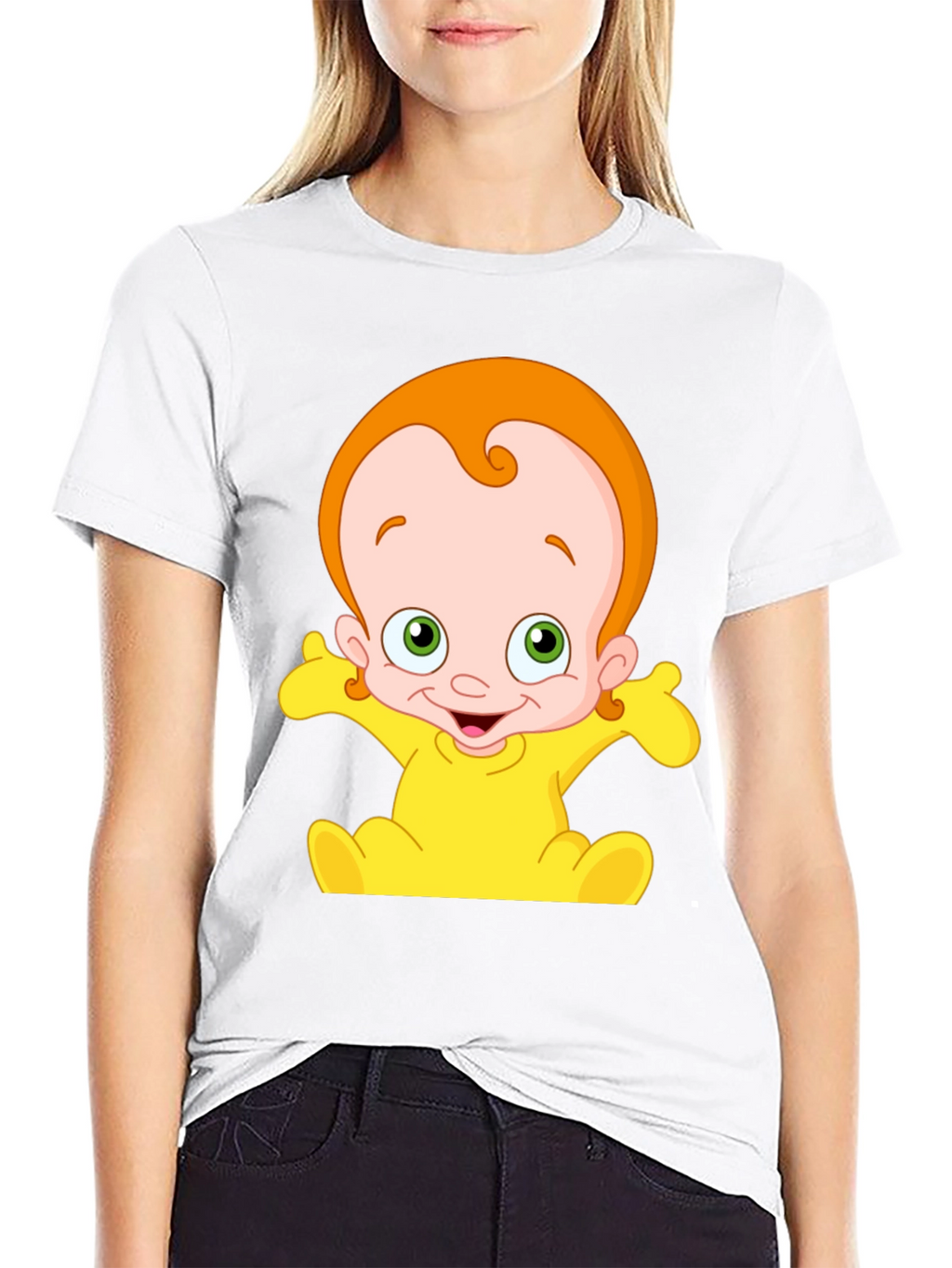Cartoon Baby Graphic Black T-Shirt