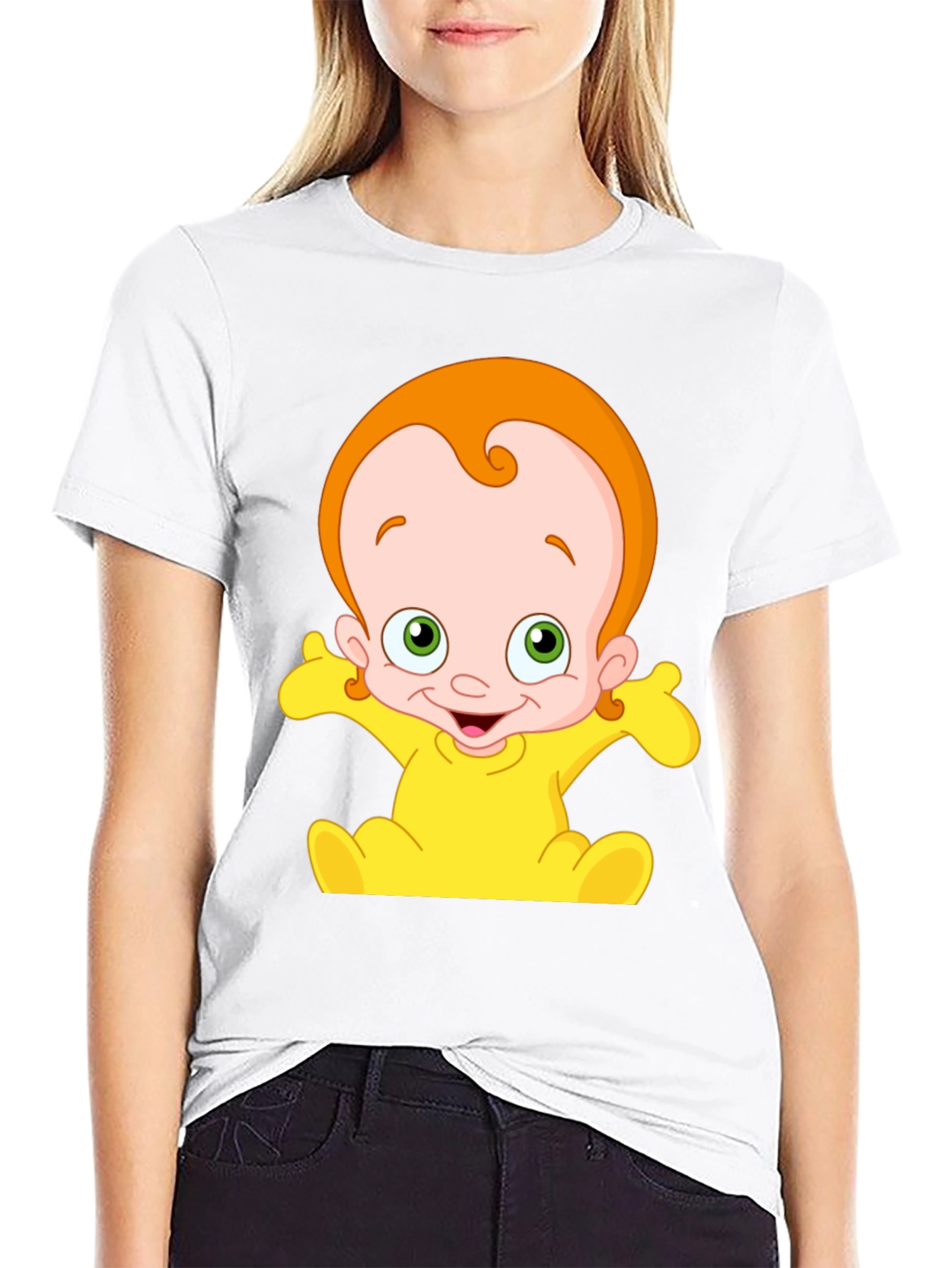 Cartoon Baby Graphic Black T-Shirt
