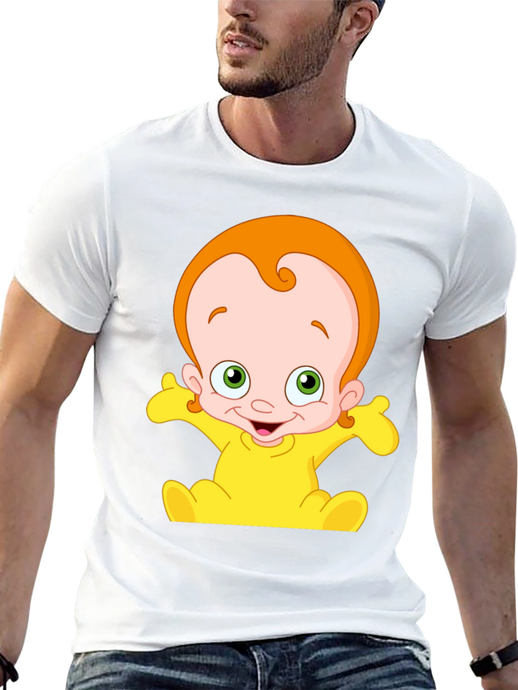 Cartoon Baby Graphic Black T-Shirt
