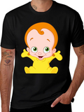 Cartoon Baby Graphic Black T-Shirt