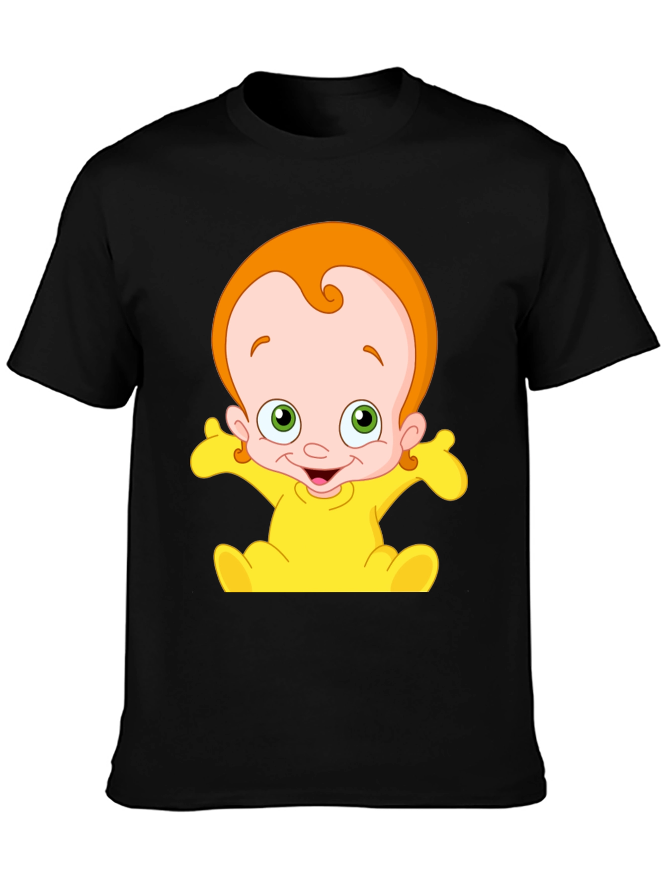 Cartoon Baby Graphic Black T-Shirt
