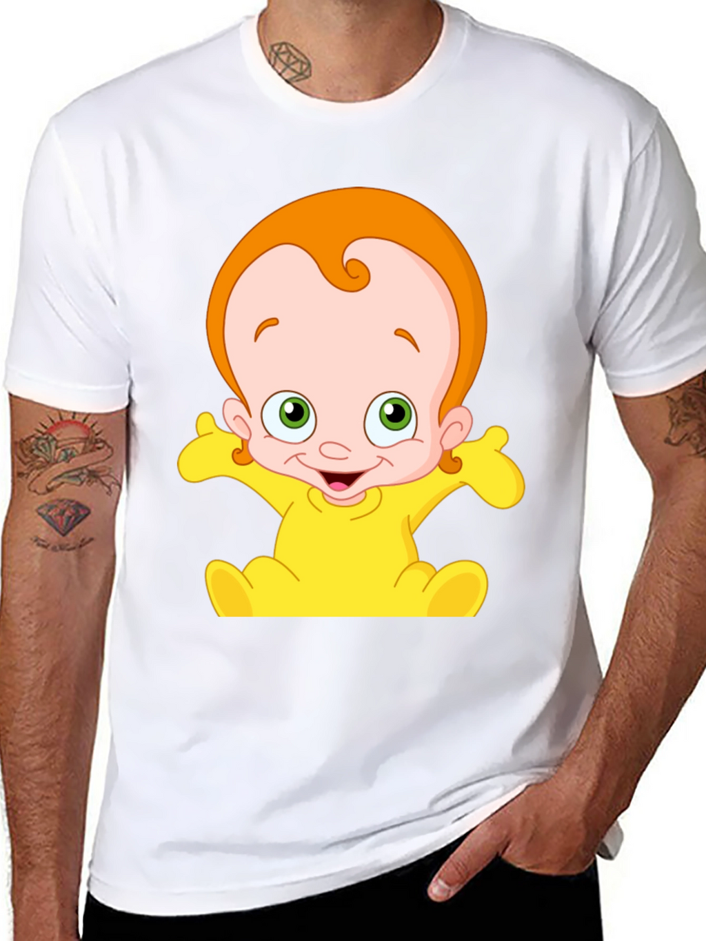 Cartoon Baby Graphic Black T-Shirt