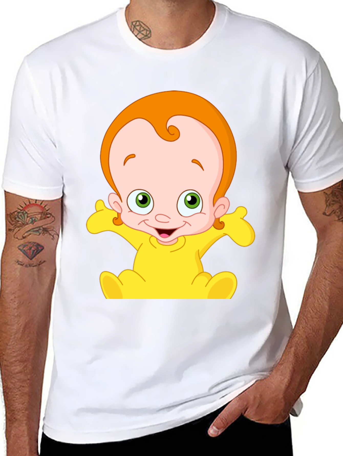 Cartoon Baby Graphic Black T-Shirt