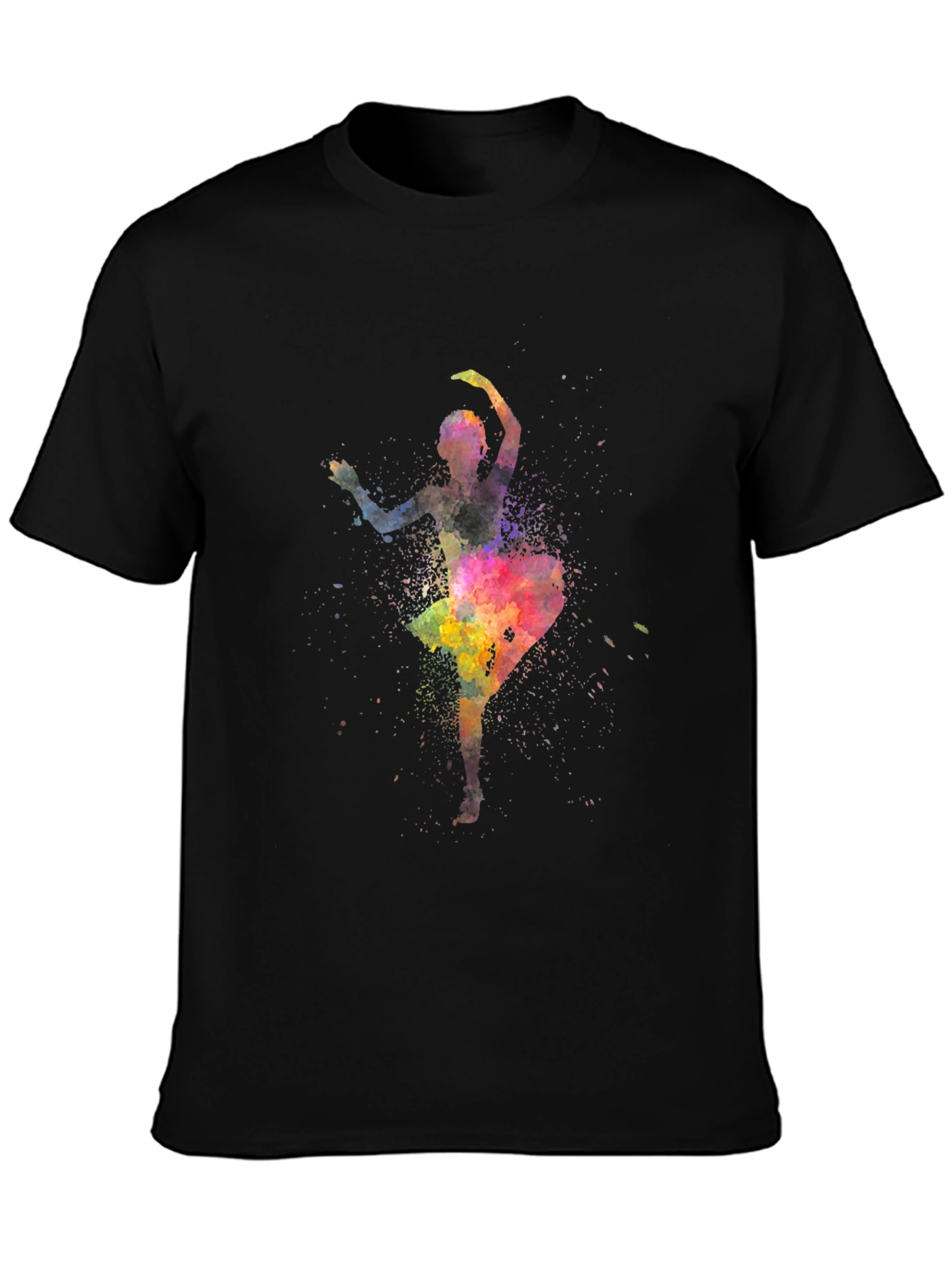 Watercolor Ballerina Black T-Shirt