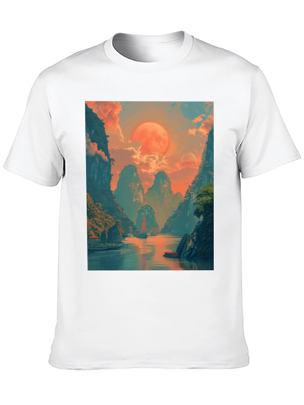 Scenic Landscape Graphic Tee - Artistic Adventure Shirt