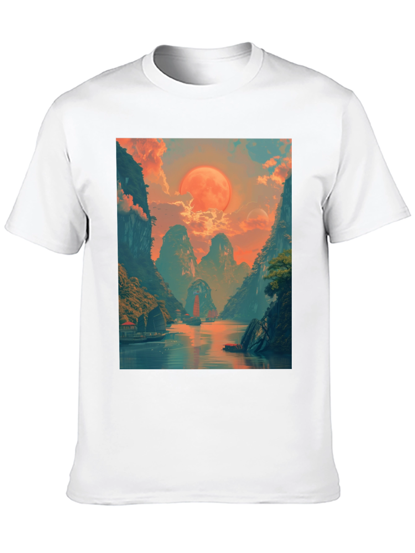 Scenic Landscape Graphic Tee - Artistic Adventure Shirt