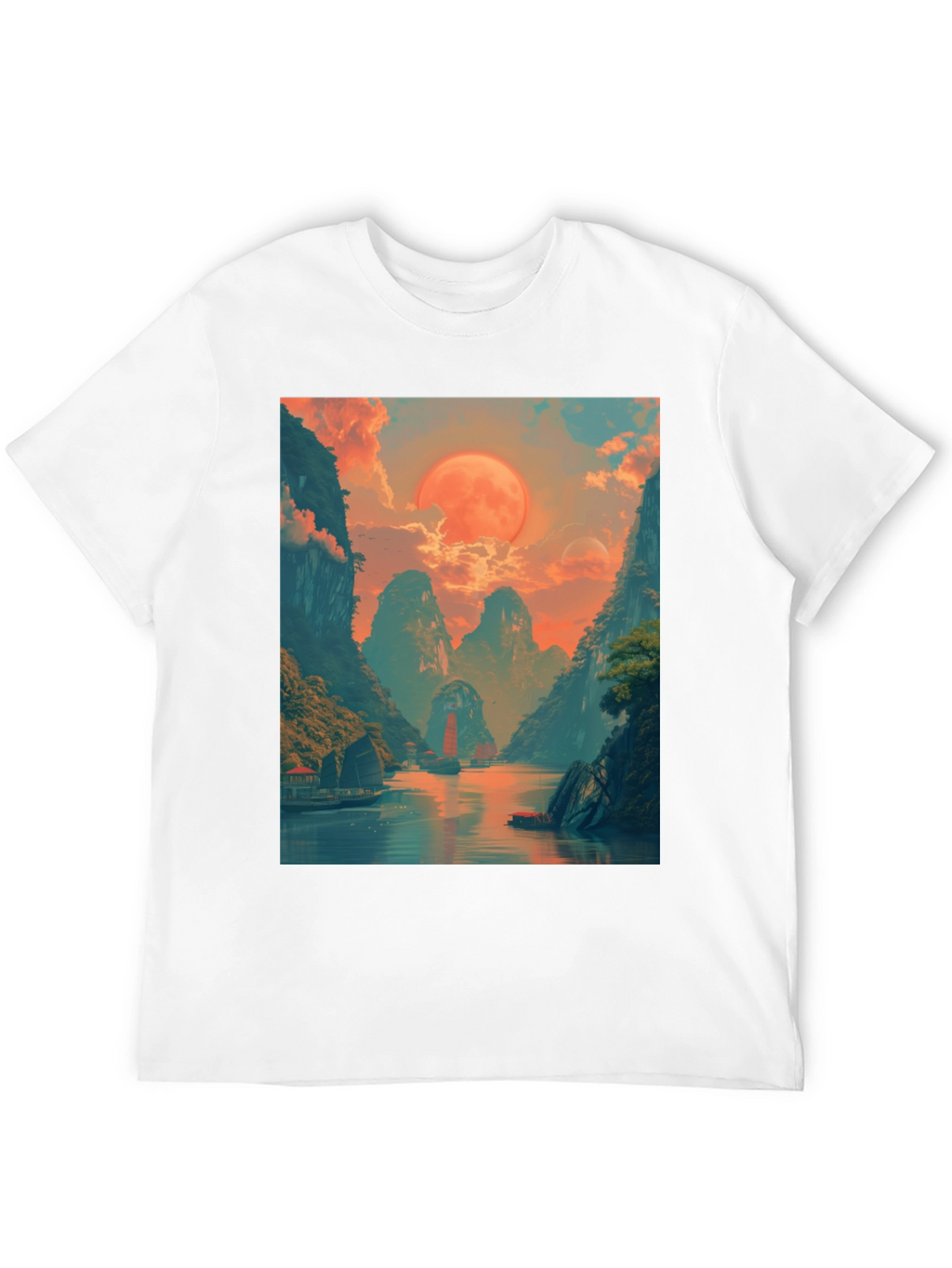 Scenic Landscape Graphic Tee - Artistic Adventure Shirt