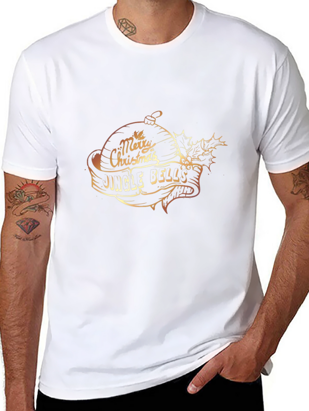 Festive Merry Christmas Jingle Bells Graphic T-Shirt