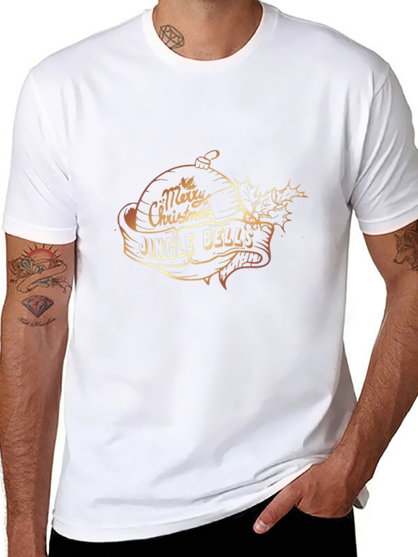 Festive Merry Christmas Jingle Bells Graphic T-Shirt