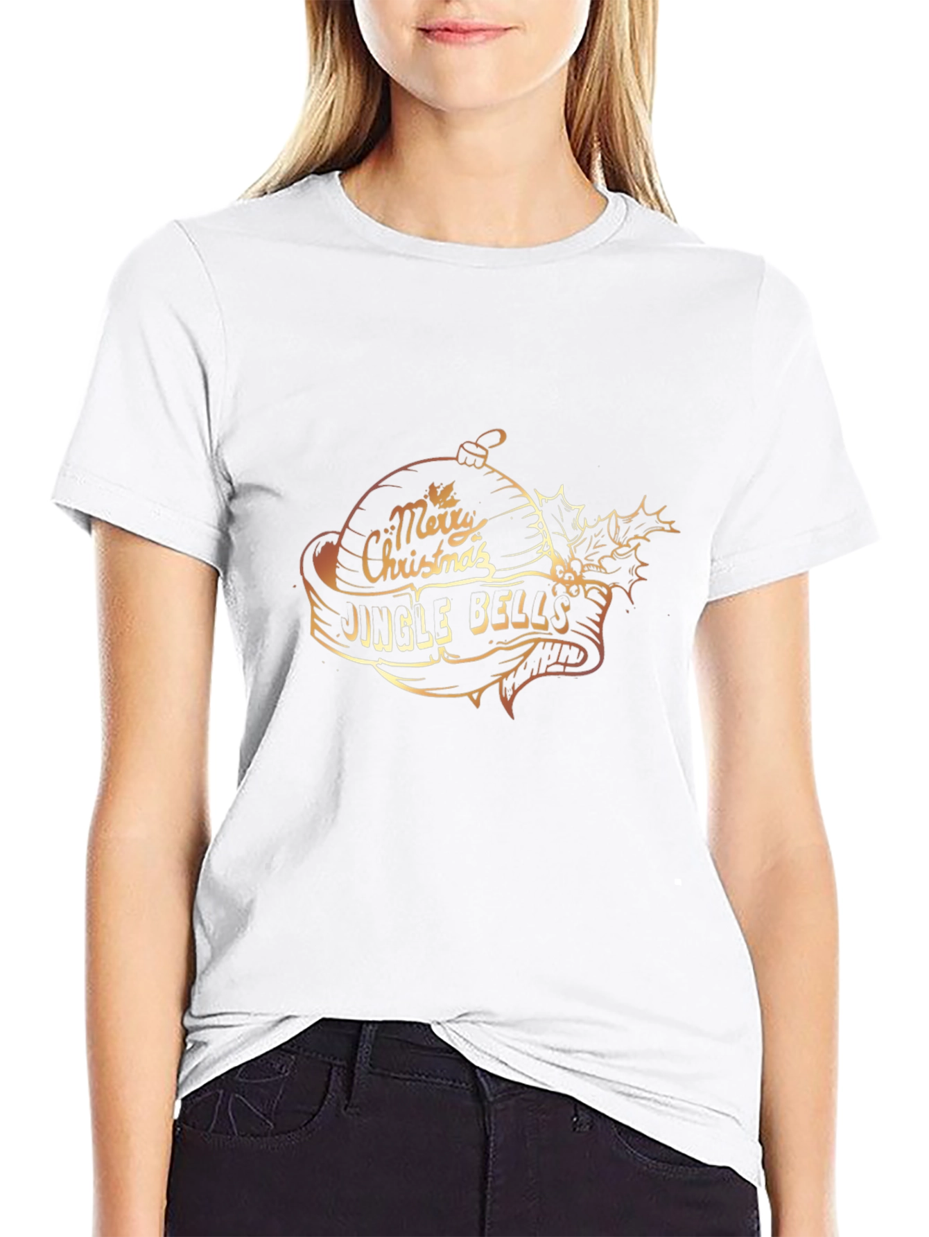 Festive Merry Christmas Jingle Bells Graphic T-Shirt