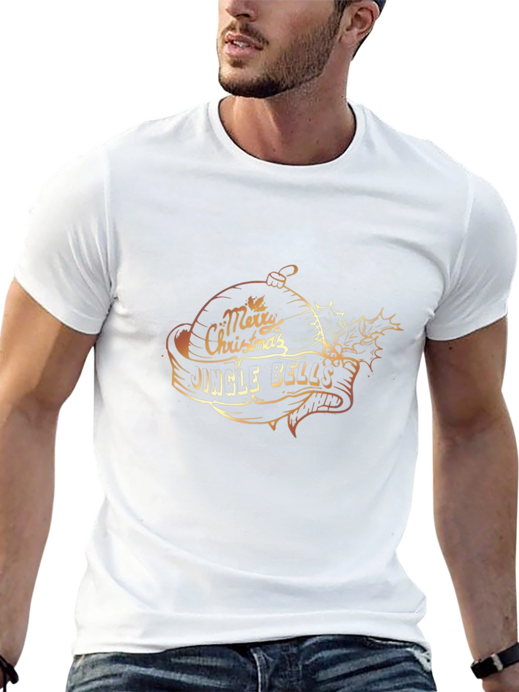 Festive Merry Christmas Jingle Bells Graphic T-Shirt