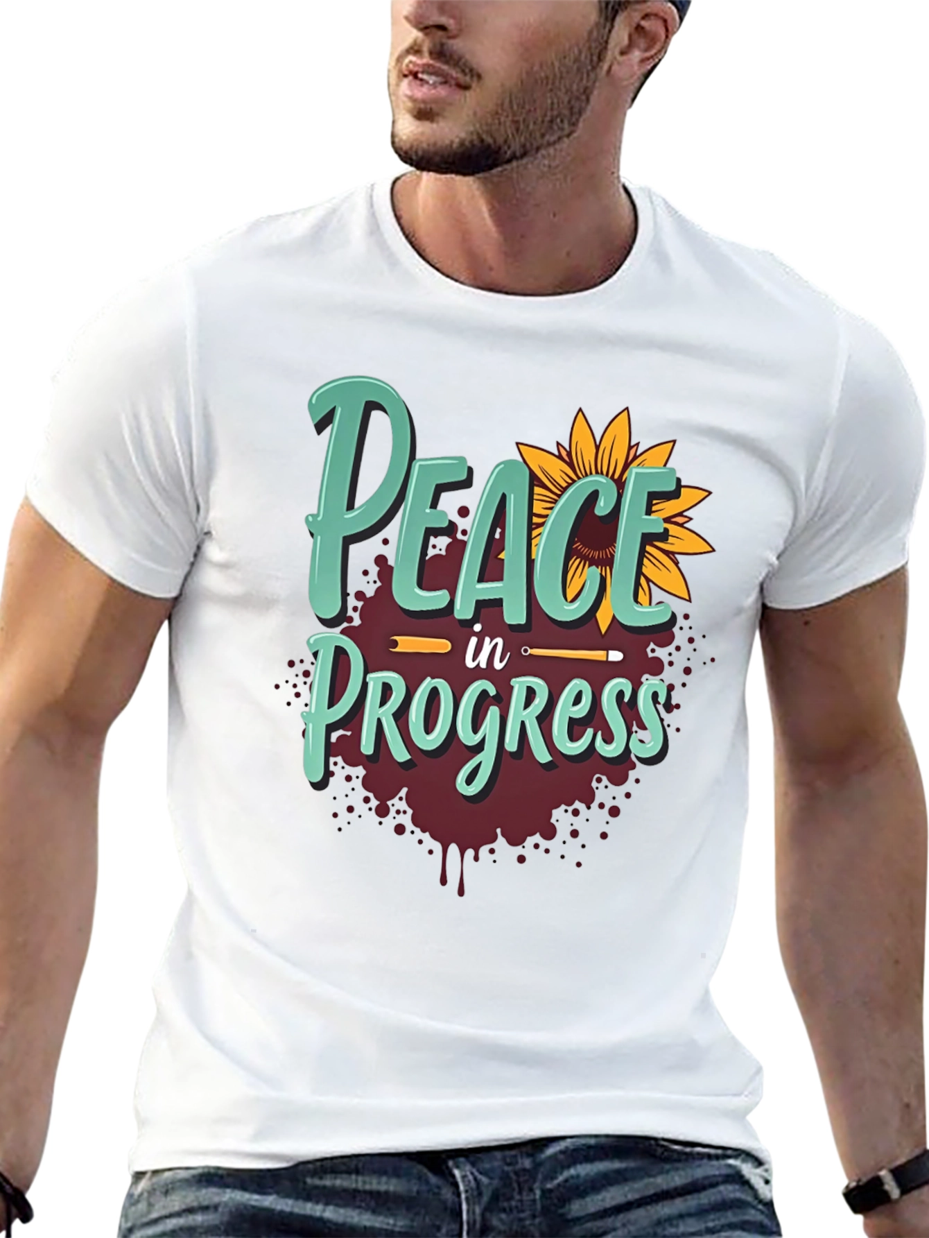 Peace in Progress T-Shirt - Sunflower Design