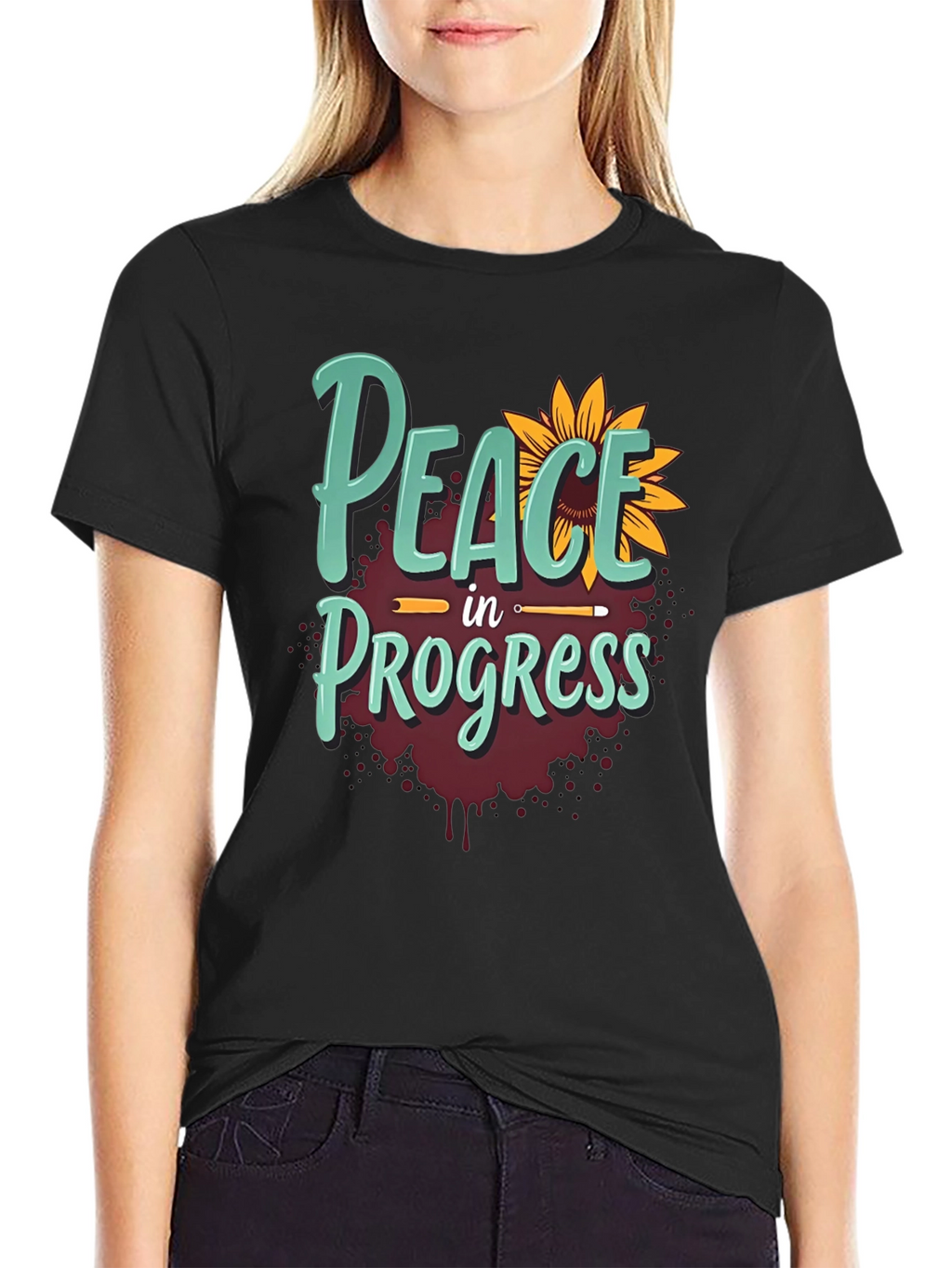 Peace in Progress T-Shirt - Sunflower Design