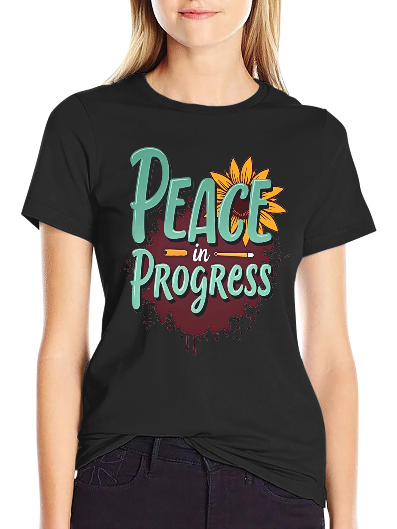 Peace in Progress T-Shirt - Sunflower Design