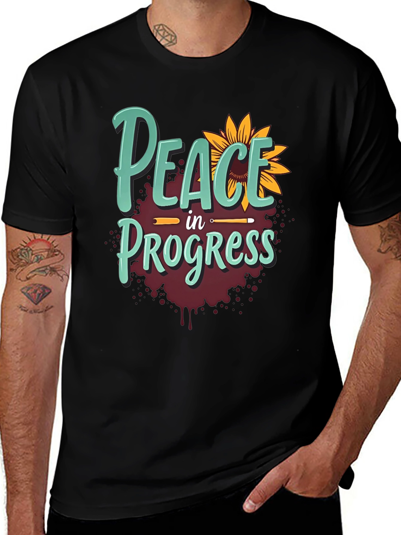 Peace in Progress T-Shirt - Sunflower Design