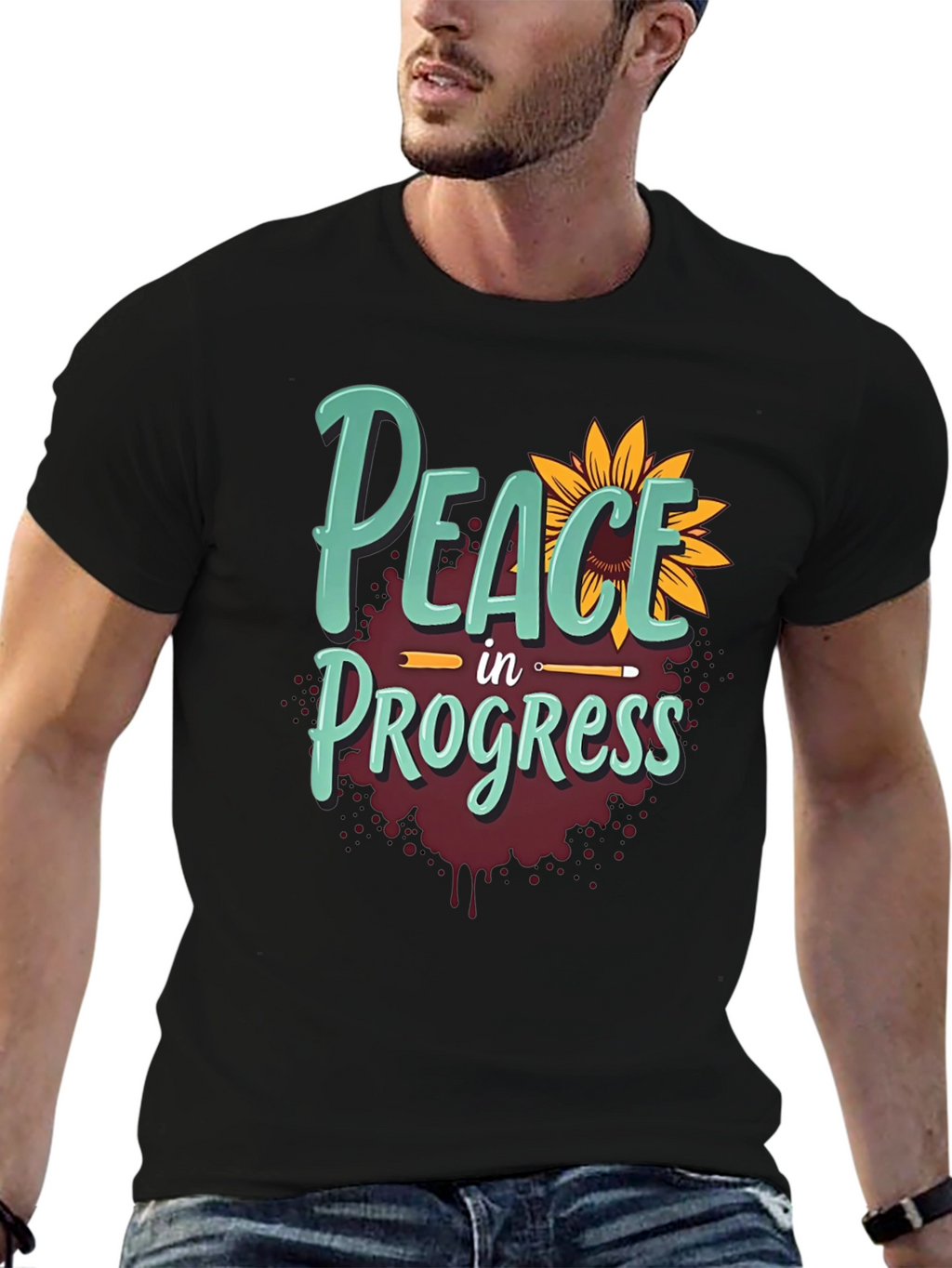 Peace in Progress T-Shirt - Sunflower Design