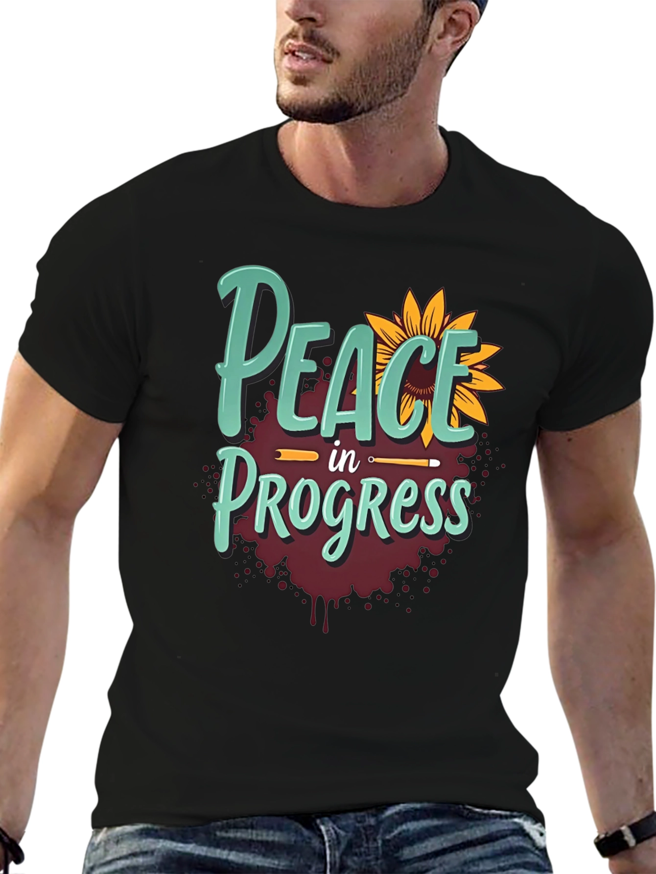 Peace in Progress T-Shirt - Sunflower Design