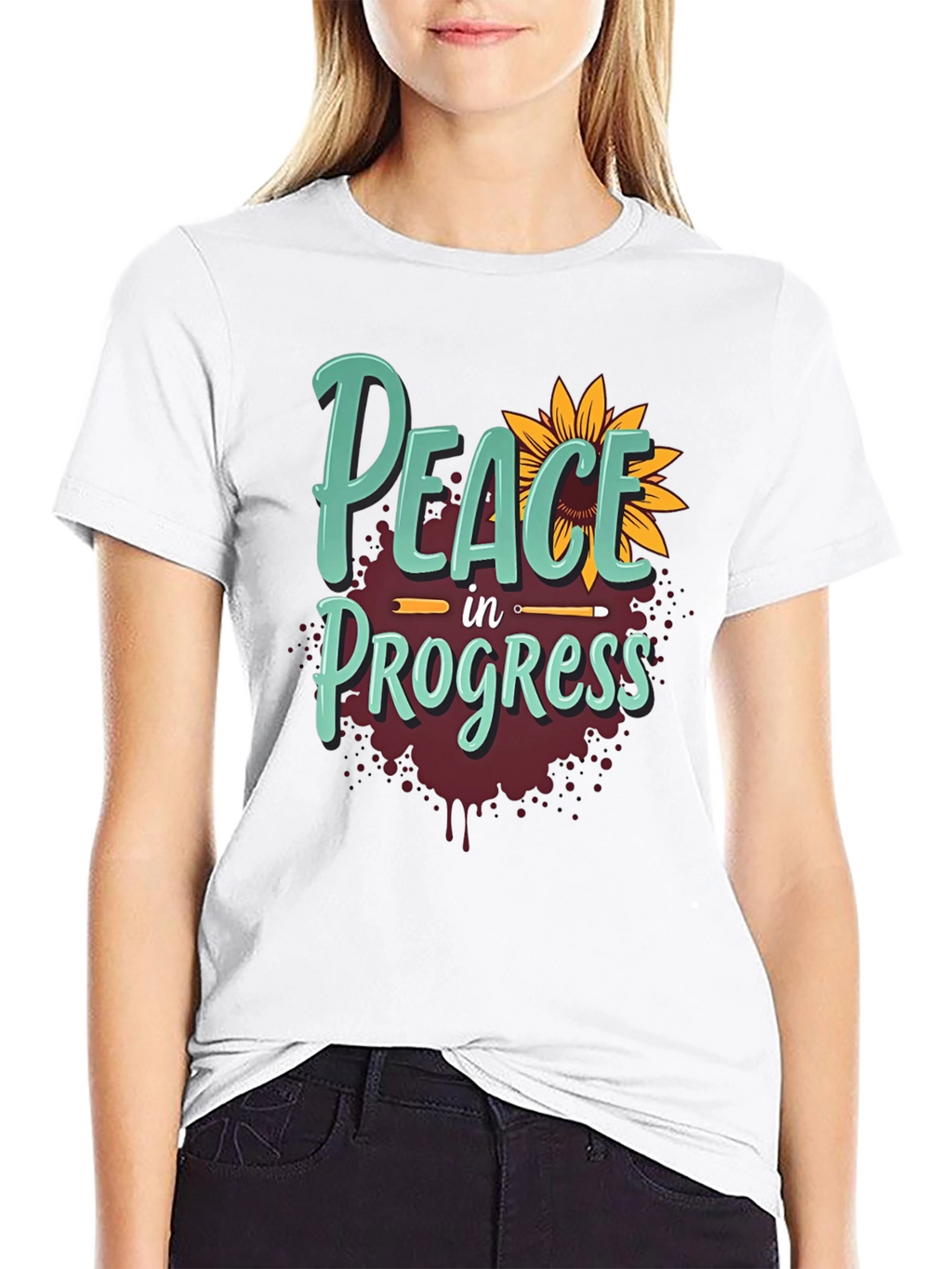 Peace in Progress T-Shirt - Sunflower Design