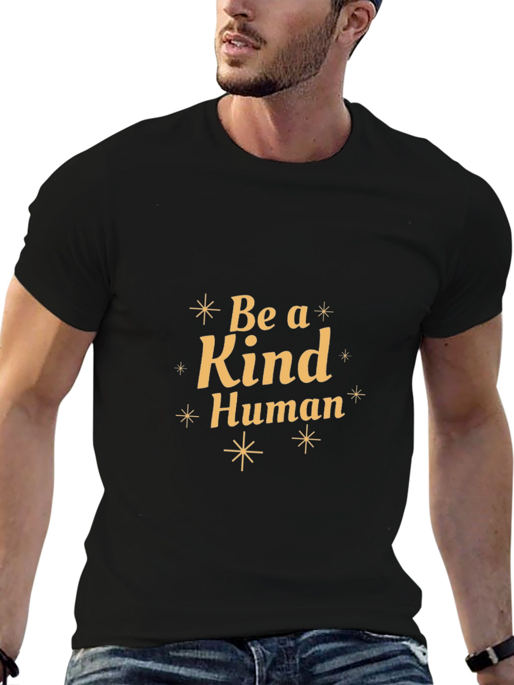 Be a Kind Human Black Graphic T-Shirt