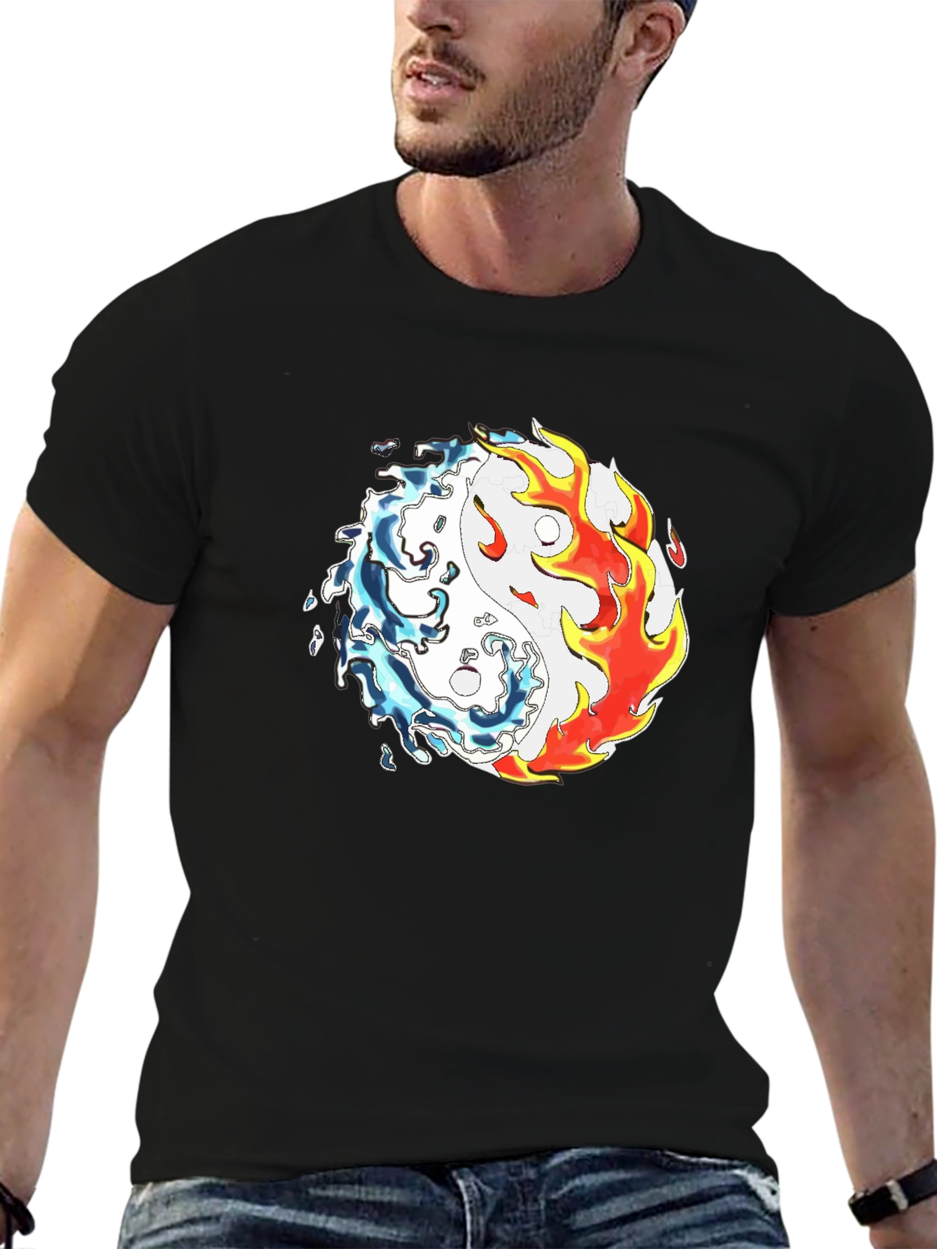 Yin Yang Fire & Water Graphic Tee - Balance & Style